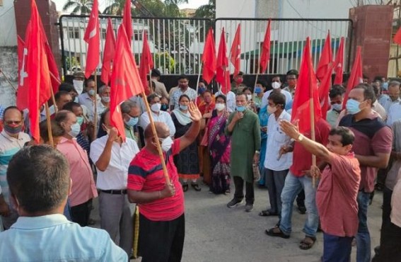 CPI-M gherao Police Headquarter over vandalism of CPI-M party office in Jirania